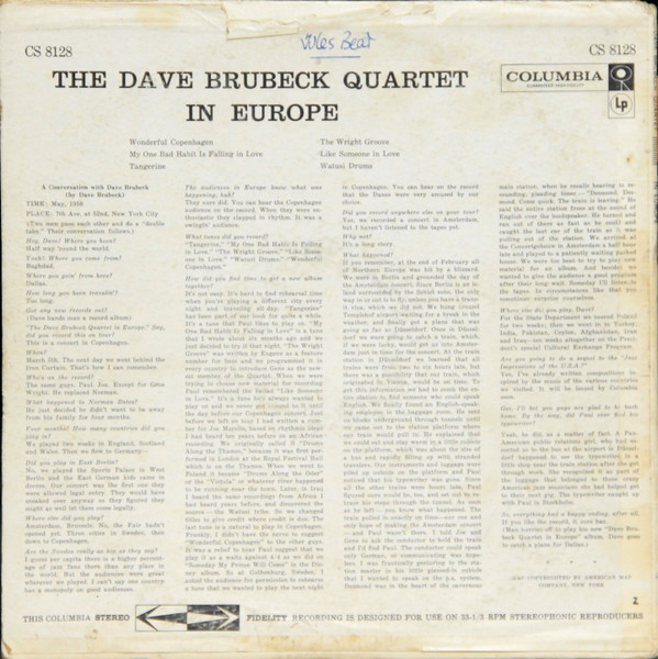 Cover zu The Dave Brubeck Quartet - The Dave Brubeck Quartet In Europe | Vinyl, LP, Album, Stereo, Repress | Jazz | US