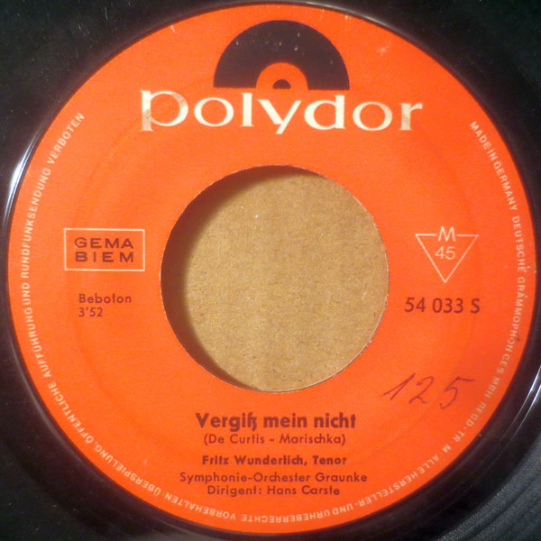 Cover zu Fritz Wunderlich - Ave Maria / Vergiß Mein Nicht | 1965 | Vinyl, 45 RPM, 7