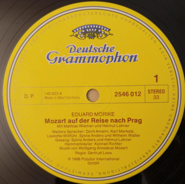 Cover zu Eduard Mörike / Mathias Wieman, Helmuth Lohner - Mozart Auf Der Reise Nach Prag | 1977 | Vinyl | Non-Music, Classical | Germany