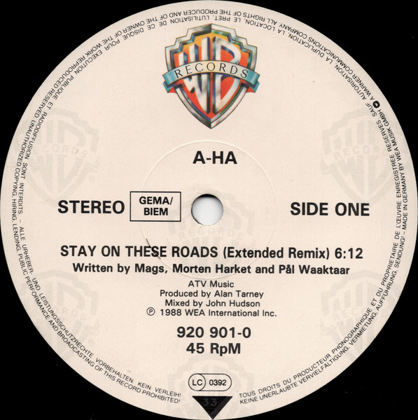 Cover zu a-ha - Stay On These Roads (Extended Remix) | 1988 | Vinyl, 12