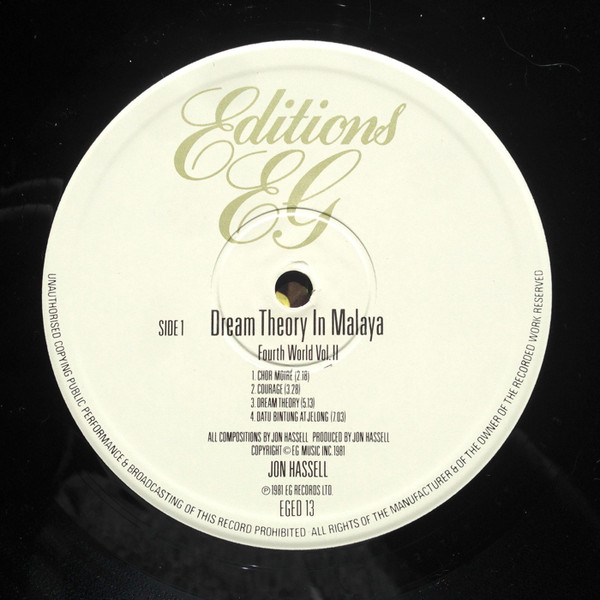 Cover zu Jon Hassell - Dream Theory In Malaya (Fourth World Volume Two) | 1981 | Vinyl, LP, Album | Electronic | UK