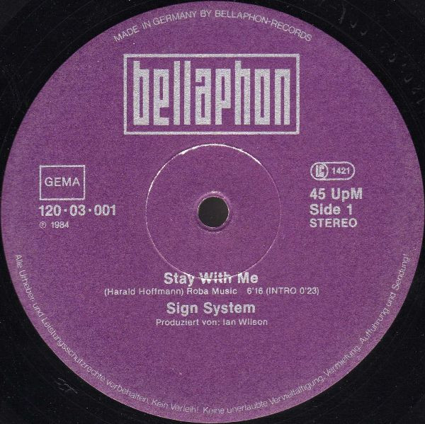 Cover zu Sign System - Stay With Me / Talking About... | 1984 | Vinyl, 12
