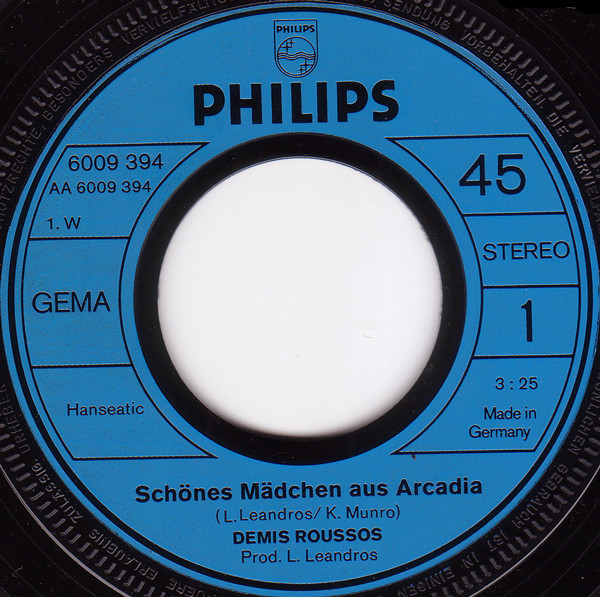 Cover zu Demis Roussos - Schönes Mädchen Aus Arcadia | 1973 | Vinyl, Stereo, 45 RPM, 7