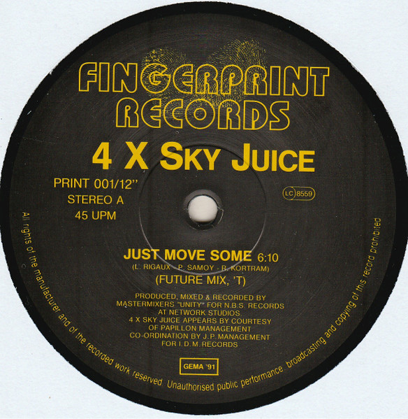 Cover zu 4 X Sky Juice - Just Move Some | 1990 | Vinyl, Stereo, 12