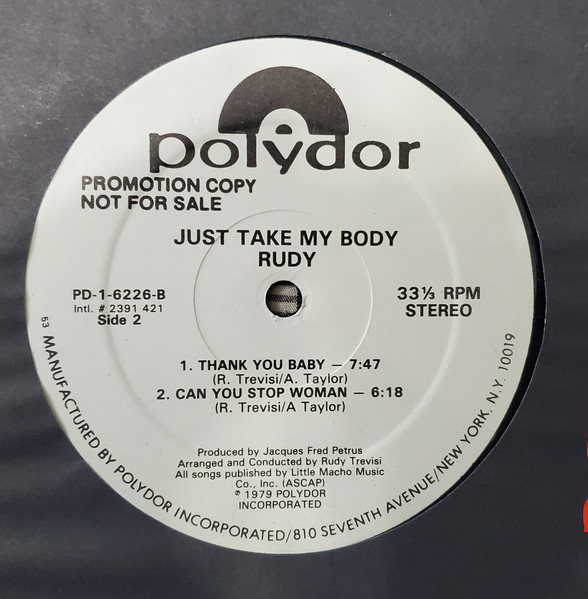 Cover zu Rudy (18) - Just Take My Body | 1979 | Vinyl, LP, Album, Promo | Electronic, Funk / Soul | US