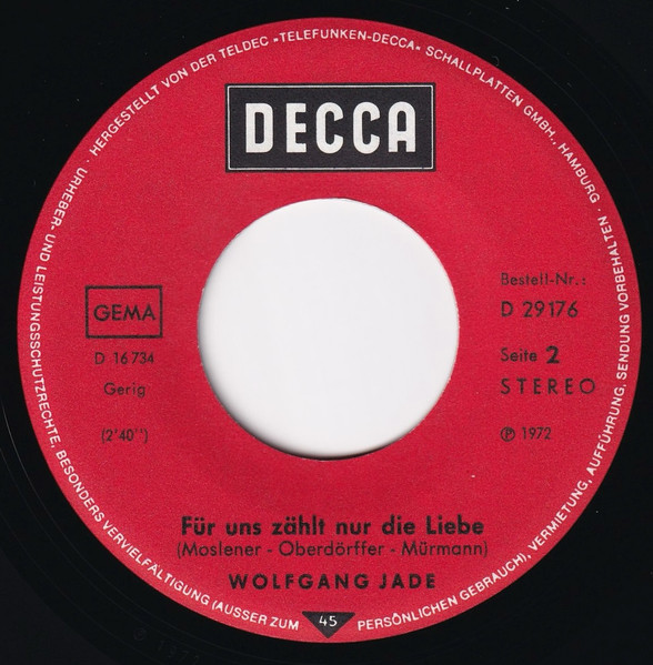 Cover zu Wolfgang Jade - Sie Ist In Der Stadt | 1972 | Vinyl, 45 RPM, 7