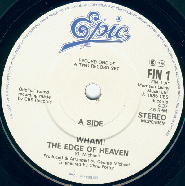 Cover zu Wham! - The Edge Of Heaven | 1986 | Vinyl, Stereo, 45 RPM, 7