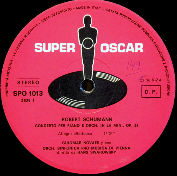 Cover zu Robert Schumann, Hans Swarowsky, Guiomar Novaes - Concerto Per Piano E Orchestra | Vinyl, LP | Classical | Italy