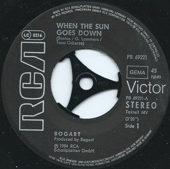 Cover zu Bogart (3) - When The Sun Goes Down | 1984 | Vinyl, 7
