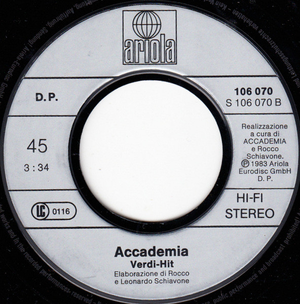 Cover zu Accademia - Dialogo | 1983 | Vinyl, 45 RPM, 7