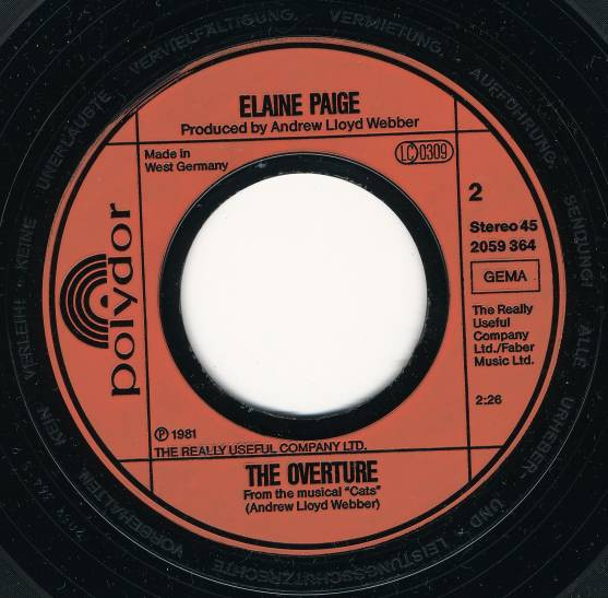 Cover zu Elaine Paige - Memory (The Theme From Cats) | 1981 | Vinyl, 45 RPM, 7