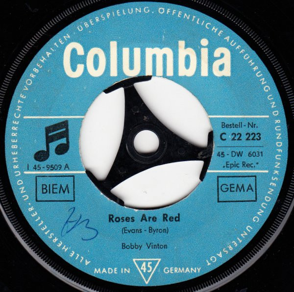 Bild Bobby Vinton – Roses Are Red | 1962 | Vinyl, 45 RPM, 7″, Single | Pop | Germany Schallplatten Ankauf