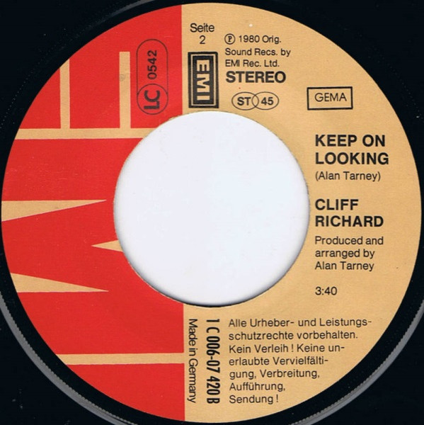 Cover zu Cliff Richard - In The Night | 1980 | Vinyl, Stereo, 45 RPM, 7