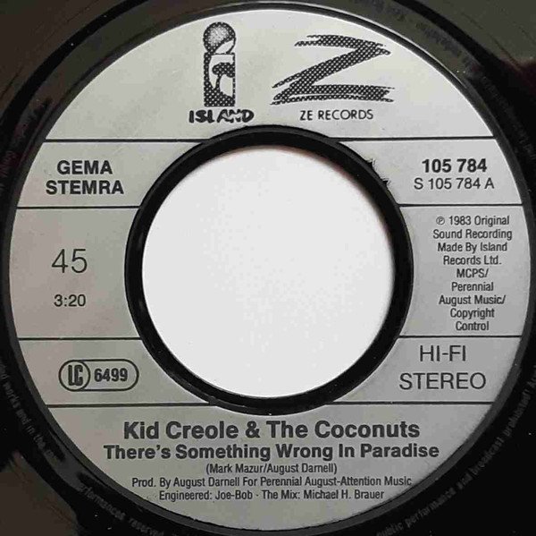 Cover zu Kid Creole And The Coconuts - There's Something Wrong In Paradise | 1983 | Vinyl, Stereo, 45 RPM, 7