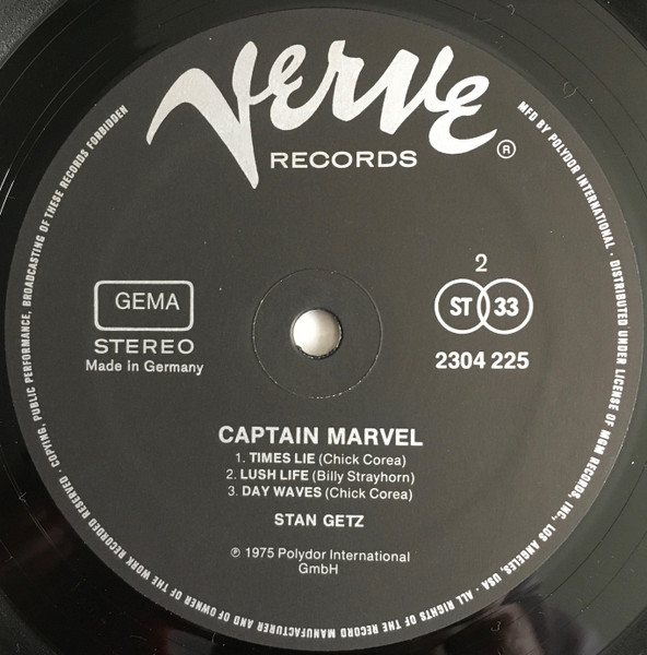 Cover zu Stan Getz - Captain Marvel | Vinyl, LP, Album, Stereo | Jazz | Germany