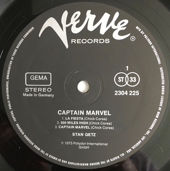 Cover zu Stan Getz - Captain Marvel | Vinyl, LP, Album, Stereo | Jazz | Germany
