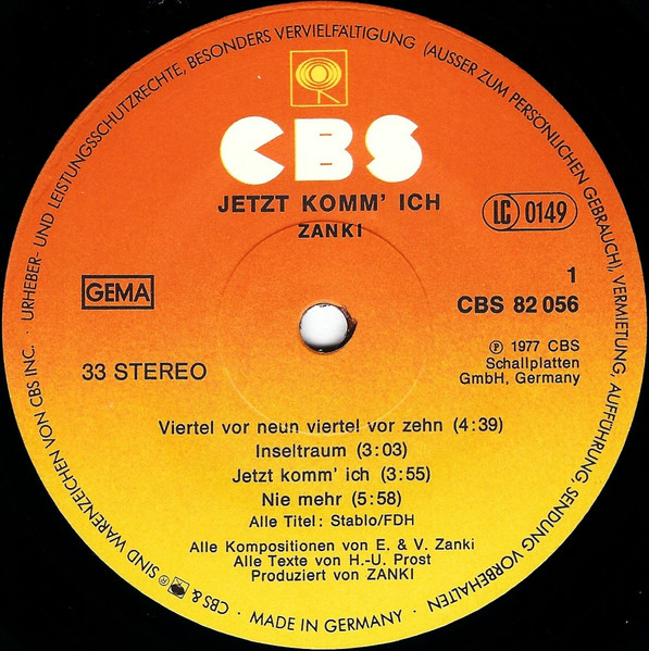 Cover zu Edo Zanki - Jetzt Komm' Ich | 1977 | Vinyl, LP, Album | Rock | Germany