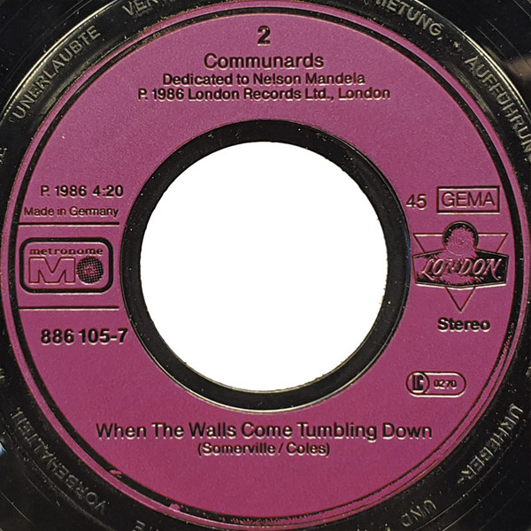 Cover zu The Communards - So Cold The Night | 1986 | Vinyl, Stereo, 45 RPM, 7