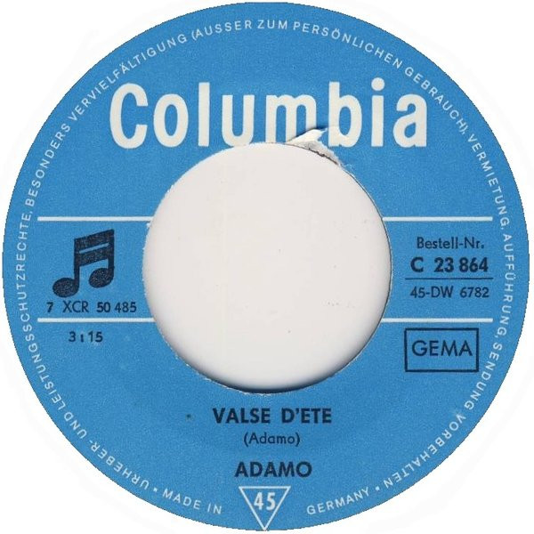 Cover zu Adamo - Et Sur La Mer / Valse D'été | 1967 | Vinyl, 45 RPM, 7