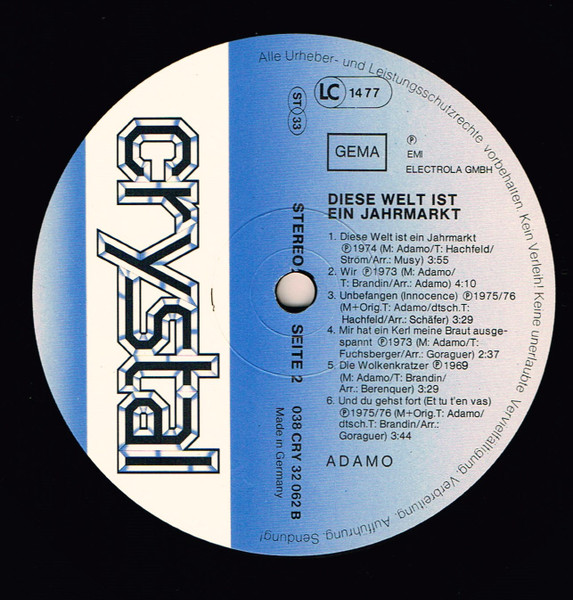 Cover zu Adamo - Diese Welt Ist Ein Jahrmarkt | Vinyl, LP, Compilation | Pop | Germany