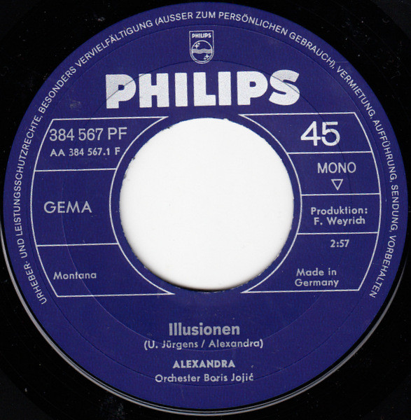 Cover zu Alexandra (7) - Illusionen / Auf Dem Wege Nach Odessa | 1968 | Vinyl, 45 RPM, 7
