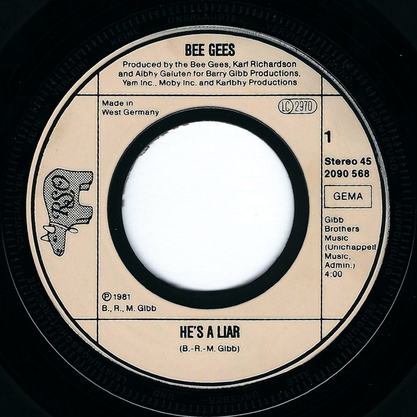 Cover zu Bee Gees - He's A Liar | 1981 | Vinyl, 45 RPM, 7