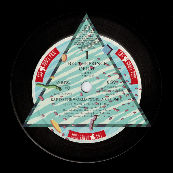 Bild B.G. The Prince Of Rap – Rap To The World | 1990 | Vinyl, 12″, 45 RPM, Promo | Electronic, Hip Hop | Germany Schallplatten Ankauf