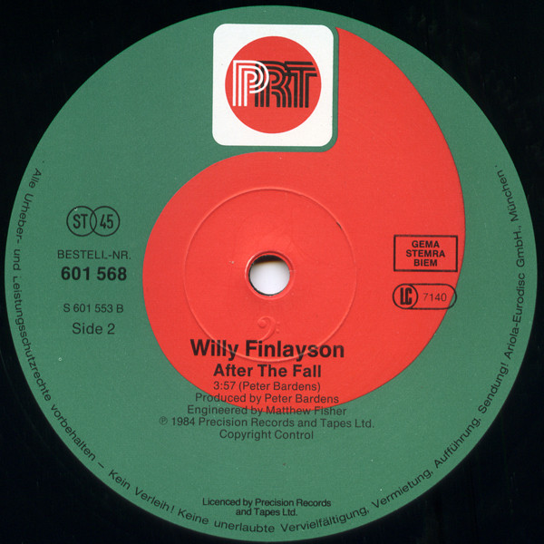Cover zu Willy Finlayson - On The Air Tonight | 1984 | Vinyl, 12