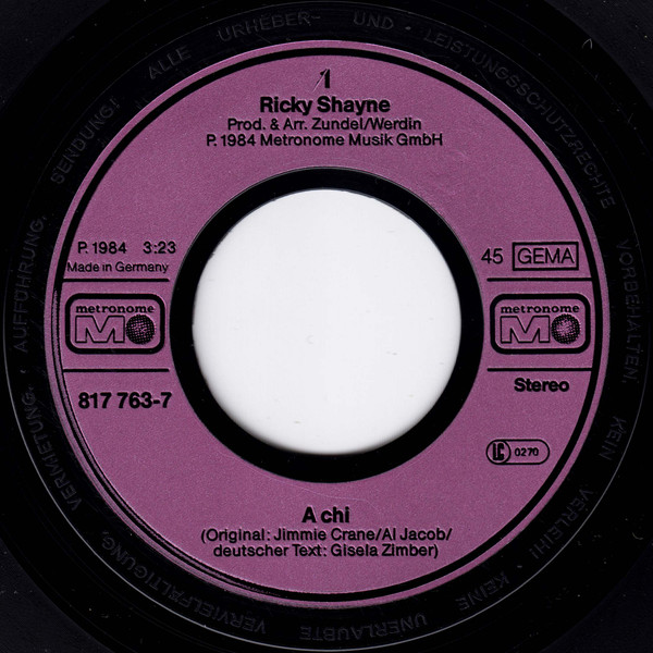 Cover zu Ricky Shayne - A Chi | 1984 | Vinyl, 45 RPM, 7