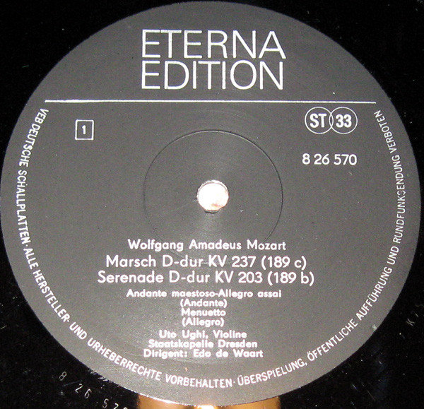 Cover zu Wolfgang Amadeus Mozart, Staatskapelle Dresden, Edo De Waart - Serenade D-Dur KV 203 / Marsch D-Dur KV 237 | Vinyl, LP, Stereo | Classical | German Democratic Republic (GDR)
