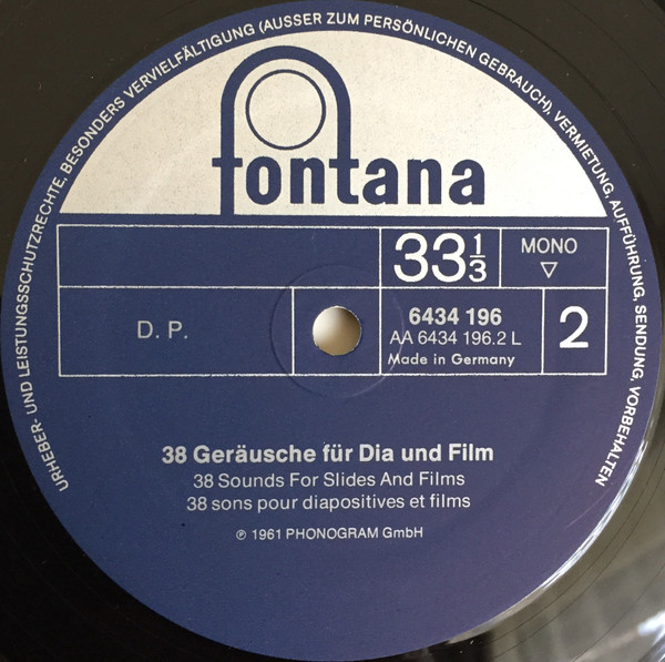 Cover zu No Artist - 38 Geräusche Für Dia Und Film | Vinyl, LP, Mono, Compilation | Non-Music | Germany