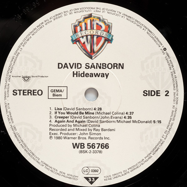 Cover zu David Sanborn - Hideaway | Vinyl | Jazz | Europe