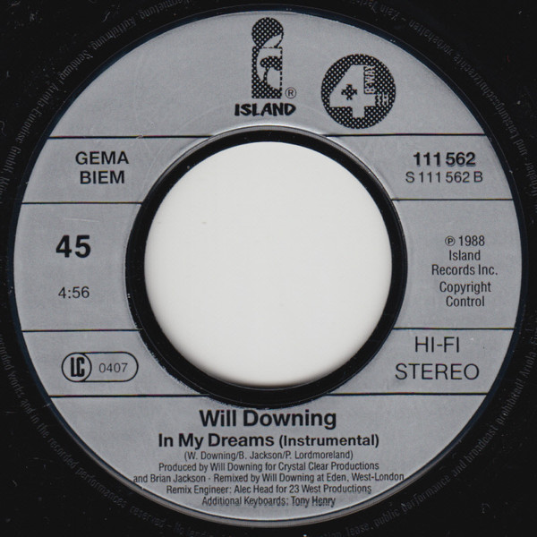 Cover zu Will Downing - In My Dreams | 1988 | Vinyl, Stereo, 45 RPM, 7