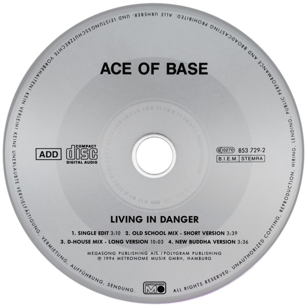 Cover zu Ace Of Base - Living In Danger | 1994 | CD, Maxi-Single | Electronic, Pop | Germany
