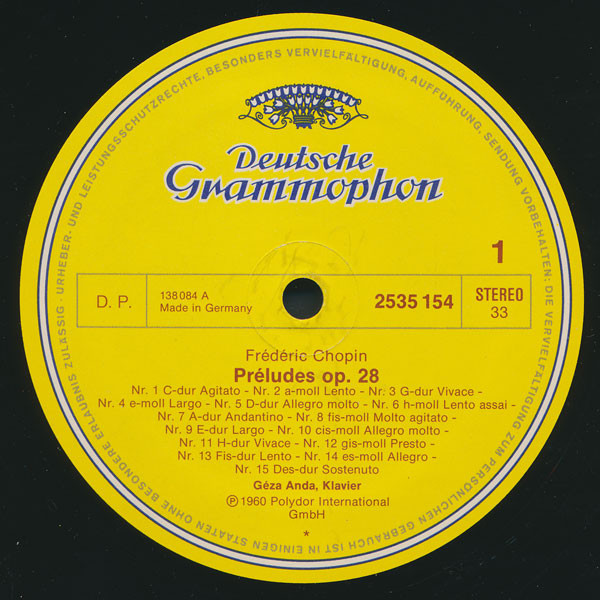 Cover zu Frédéric Chopin – Géza Anda - 24 Préludes | 1975 | Vinyl, LP, Reissue | Classical | Germany