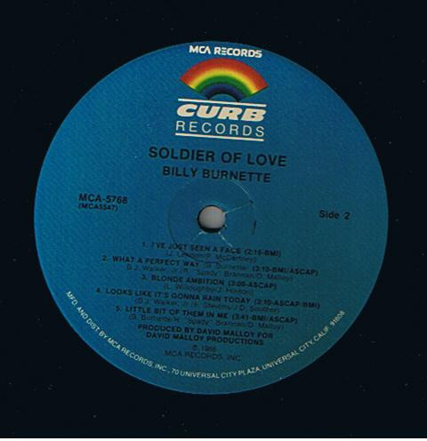 Cover zu Billy Burnette - Soldier Of Love | 1986 | Vinyl, LP, Album | Rock | US