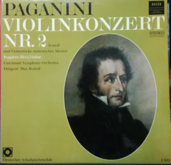 Bild Niccolò Paganini, Ruggiero Ricci, Cincinnati Symphony Orchestra, Max Rudolf – Paganini: Violinkonzert Nr. 2 H-moll Und Violinstücke Italienisher Meister | Classical Schallplatten Ankauf