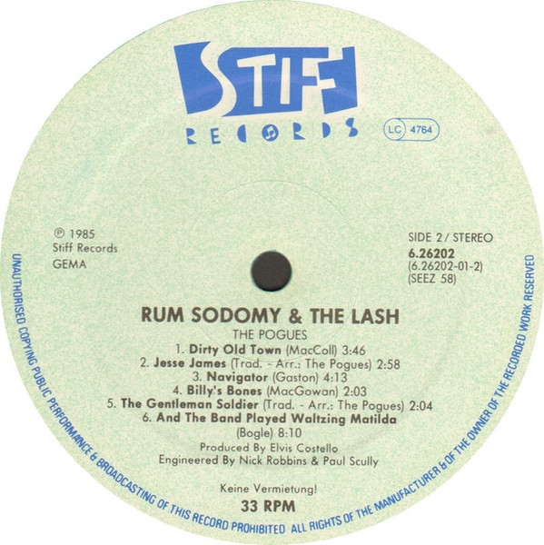 Cover zu The Pogues - Rum Sodomy & The Lash | 1985 | Vinyl, LP, Album | Rock, Folk, World, & Country | Germany