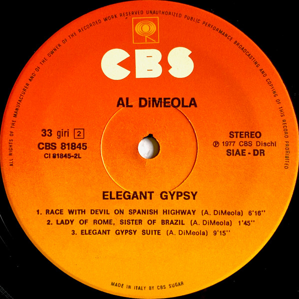 Cover zu Al Di Meola - Elegant Gypsy | 1977 | Vinyl, LP, Album | Jazz, Rock | Italy