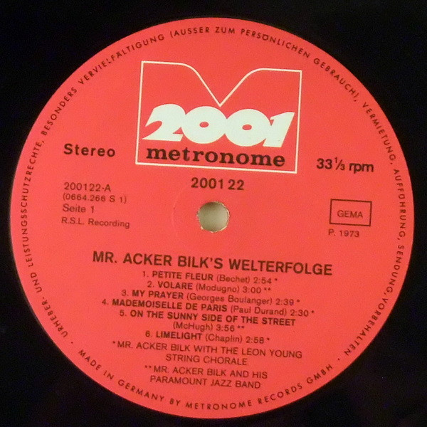 Cover zu Acker Bilk - Mr. Acker Bilk's Welterfolge | 1973 | Vinyl, LP, Compilation | Jazz | Germany