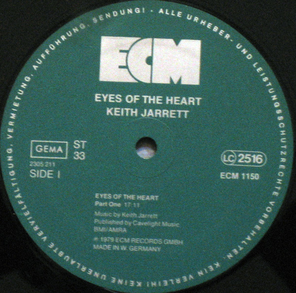 Cover zu Keith Jarrett - Eyes Of The Heart | 1979 | Vinyl, LP, Album, Single Sided | Jazz | Germany