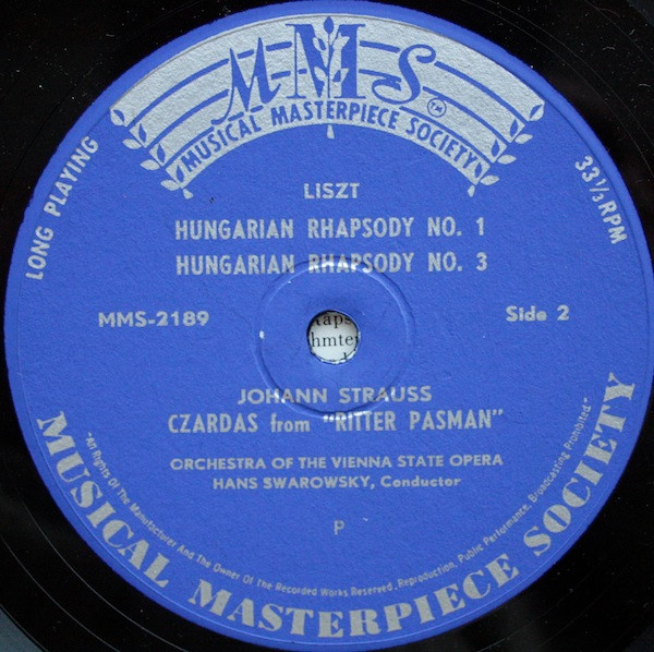 Cover zu Franz Liszt, Johann Strauss Jr., Orchester Der Wiener Staatsoper, Hans Swarowsky - Ungarische Rhapsodien Nr. 1, 2, 3 Und 6 | Vinyl, LP | Classical | Germany