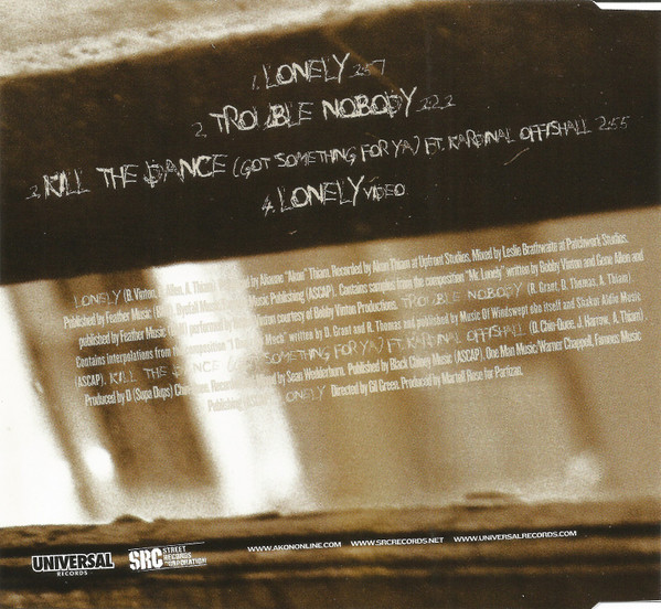 Cover zu Akon - Lonely | 2004 | CD, Maxi-Single, Enhanced | Hip Hop, Funk / Soul | Europe