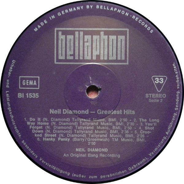 Cover zu Neil Diamond - Greatest Hits | Vinyl, LP, Reissue, Compilation | Rock, Pop | Germany