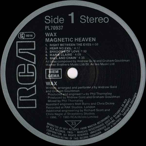 Cover zu Wax (6) - Magnetic Heaven | 1986 | Vinyl, LP, Album | Electronic | Europe