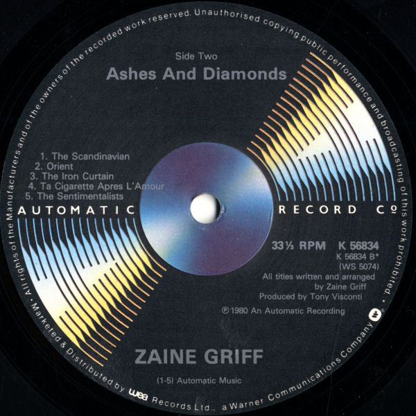 Cover zu Zaine Griff - Ashes And Diamonds | 1980 | Vinyl, LP | Electronic, Rock | UK