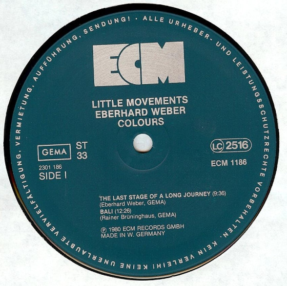Cover zu Eberhard Weber Colours - Little Movements | 1980 | Vinyl, LP, Album | Jazz | Germany