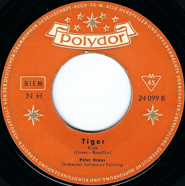 Cover zu Peter Kraus - Tiger | 1959 | Vinyl, 45 RPM, 7