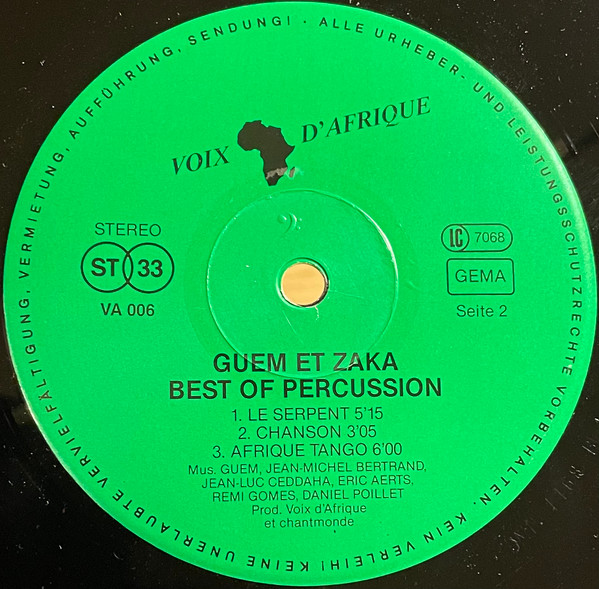 Cover zu Guem Et Zaka Percussion - Best Of Percussion | 1989 | Vinyl, LP, Compilation | Electronic, Jazz | Germany