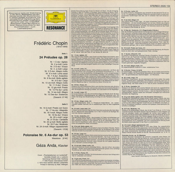 Cover zu Frédéric Chopin – Géza Anda - 24 Préludes | 1975 | Vinyl, LP, Reissue | Classical | Germany